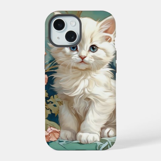 Alphonse Mucha Style Chat blanc (Verso)