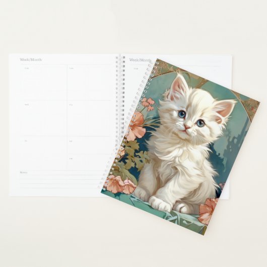 Alphonse Mucha Style Chat blanc (Devant avec enveloppe)