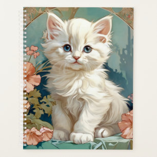Alphonse Mucha Style Chat blanc