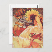 Alphonse Mucha Sunflower Briefkaart (Voorkant / Achterkant)