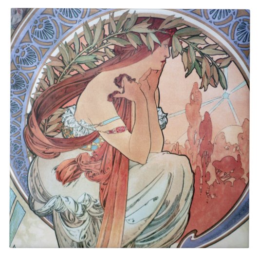 Alphonse Mucha Tegeltje (Voorkant)