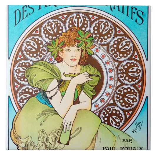 Alphonse Mucha Tegeltje (Voorkant)