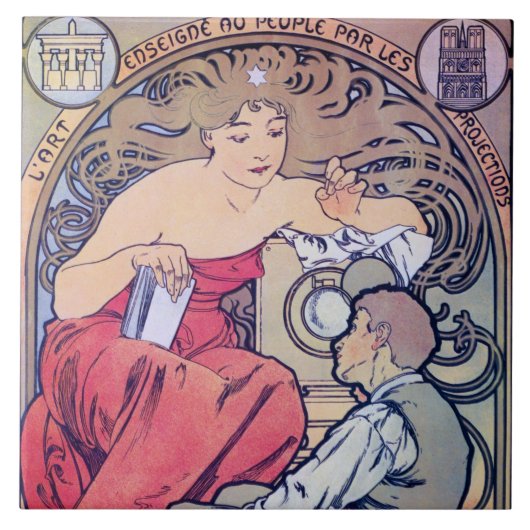 Alphonse Mucha Tegeltje (Voorkant)