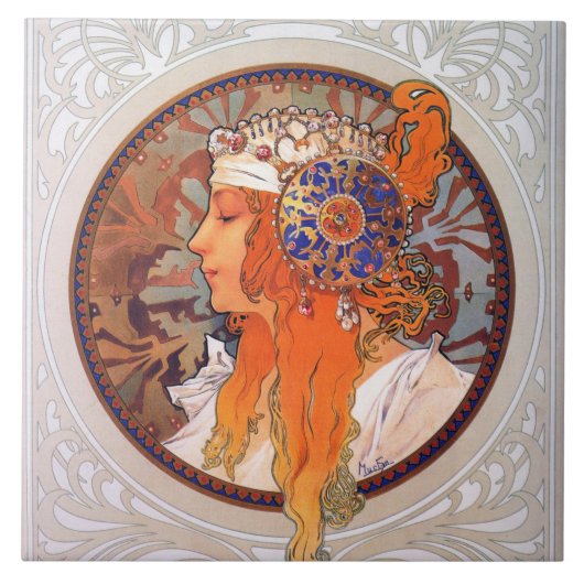 Alphonse Mucha Tegeltje (Voorkant)