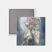 Alphonse Mucha ~ The Moon Magnet Magneet (Voorkant / Achterkant)