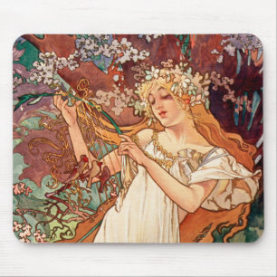 Alphonse Mucha, The Seasons (1896) Lente Muismat