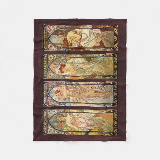 Alphonse Mucha, The Times of the Day Fleece Deken (Voorkant)