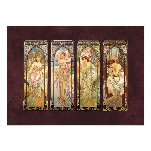 Alphonse Mucha, The Times of the Day Foto Afdruk (Voorkant)