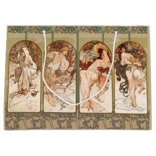 Alphonse Mucha Vier Seizoenen 1897 Art Nouveau Pan Groot Cadeauzakje
