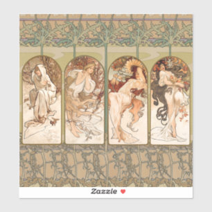 Alphonse Mucha Vier Seizoenen 1897 Art Nouveau Pan Sticker