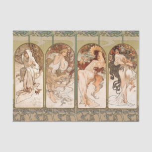 Alphonse Mucha Vier Seizoenen 1897 Art Nouveau Pan Tissuepapier