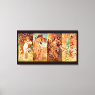 Alphonse Mucha, Vier seizoenen Canvas Afdruk