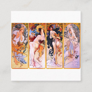 Alphonse Mucha - Vier seizoenen Vierkante Visitekaartje