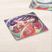 Alphonse Mucha Vierkante Kartonnen Onderzetter (Schuin)
