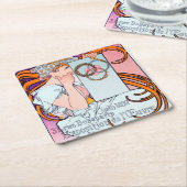 Alphonse Mucha Vierkante Kartonnen Onderzetter (Schuin)