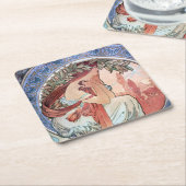 Alphonse Mucha Vierkante Kartonnen Onderzetter (Schuin)