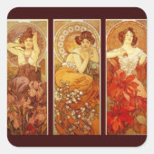 Alphonse Mucha Vierkante Sticker (Voorkant)