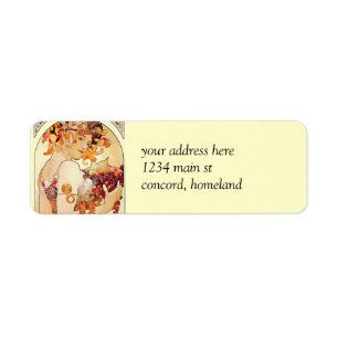 Alphonse Mucha Vintage Art Etiket