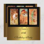 Alphonse Mucha Vintage Art Gold Invitation (Devant / Derrière)