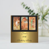 Alphonse Mucha Vintage Art Gold Invitation (Debout devant)