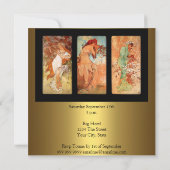Alphonse Mucha Vintage Art Gold Invitation (Dos)