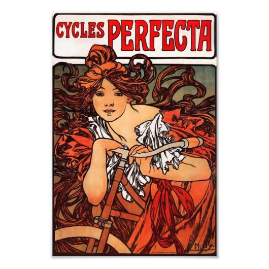 Alphonse Mucha Vintage Bicyclette Impression (Devant)