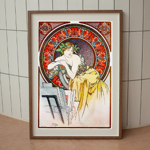 Alphonse Mucha vintage poster kunst aan de muur