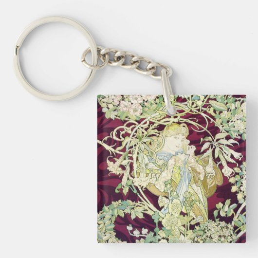 Alphonse Mucha, Vrouw met Daisy Sleutelhanger (Voorkant)