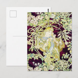 Alphonse Mucha Vrouw met Madeliefje Art Nouveau Ku Briefkaart