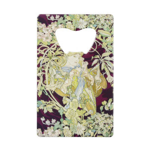Alphonse Mucha Vrouw met Madeliefje Art Nouveau Ku Kredietkaart Flessenopener