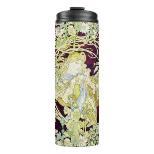 Alphonse Mucha Vrouw met Madeliefje Art Nouveau Ku Thermosbeker