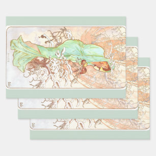 Alphonse Mucha Winter  Art Nouveau Painting Inpakpapier Vel