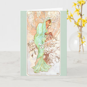 Alphonse Mucha Winter  Art Nouveau Painting Kaart