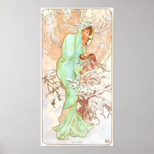Alphonse Mucha Winter Art Nouveau Painting Poster