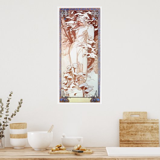 Alphonse Mucha - Winter White Poster (Keuken)