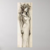 Alphonse Mucha Woman Pencil Kunst Nouveau Poster (Voorkant)