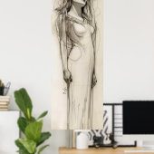 Alphonse Mucha Woman Pencil Kunst Nouveau Poster (Thuiskantoor)