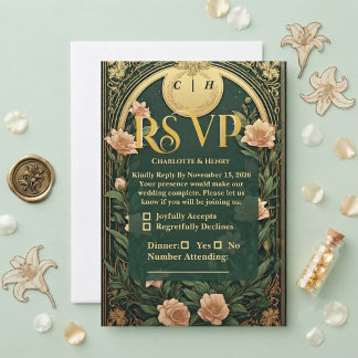 Alphonse Mucha Zachte Gouden Boog Wijnstok Vintage RSVP Kaartje