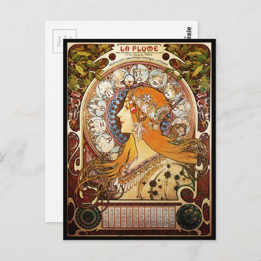 Alphonse Mucha Zodiac Briefkaart (Voorkant / Achterkant)