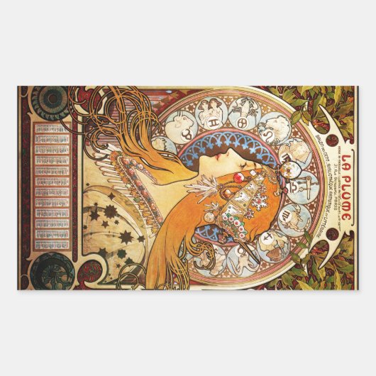 Alphonse Mucha Zodiac Rechthoekige Sticker (Voorkant)