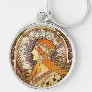 Alphonse Mucha Zodiac Sleutelhanger