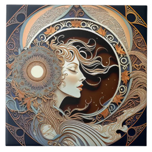 Alphonse Mucha Zodiac Wall Decor Art Nouveau Ceram Tegeltje