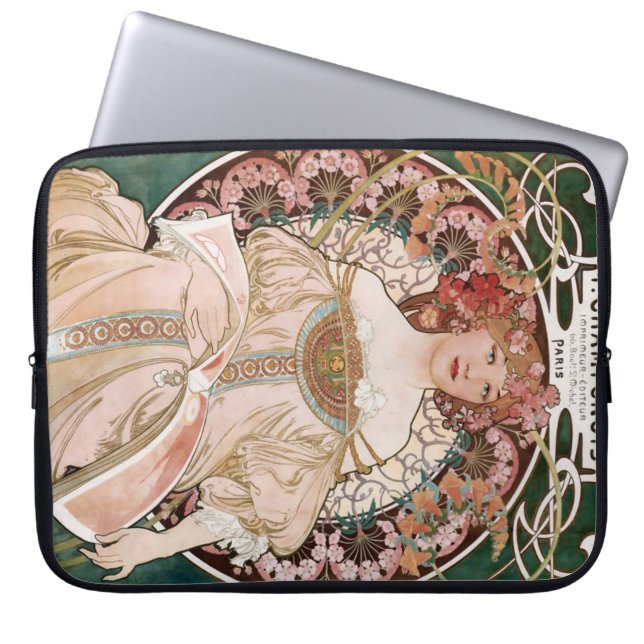 Alphonse Mucha's F. Champenois Imprimeur-Editeur Laptop Sleeve (Voorkant)