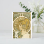 Alphonse Mucha's La Plume Briefkaart (Staand voorkant)