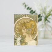 Alphonse Mucha's La Plume Briefkaart (Staand voorkant)