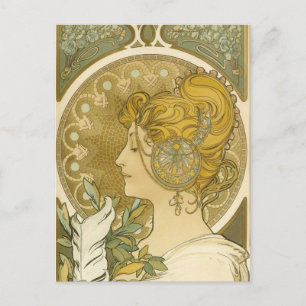 Alphonse Mucha's La Plume Briefkaart