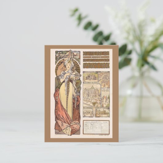 Alphonse Mucha's Oostenrijk op de World Expo Briefkaart (Staand voorkant)