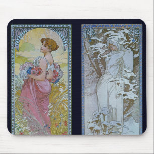 Alphonse Mucha's "Summer and Winter" Muismat