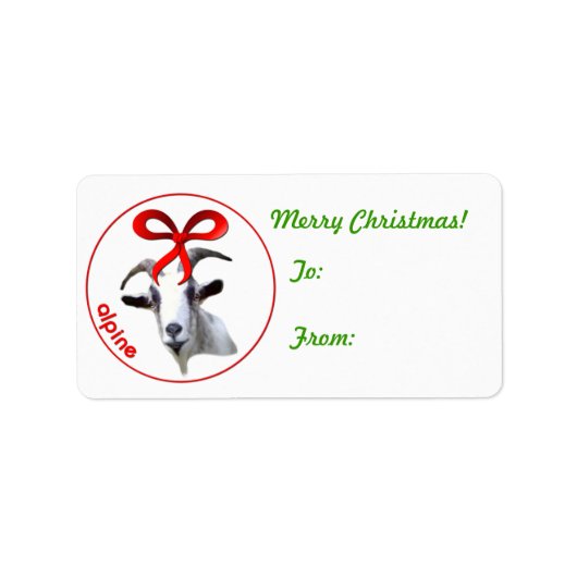 Alpiene geit met kerstcadeaus Label Sticker (Voorkant)