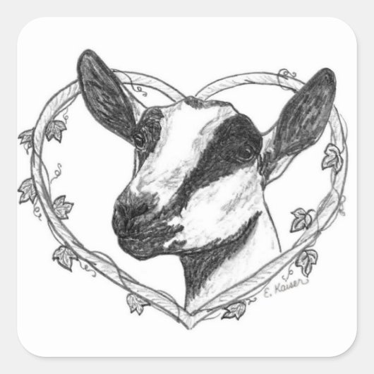 Alpiene kop in het hart vierkante sticker (Voorkant)